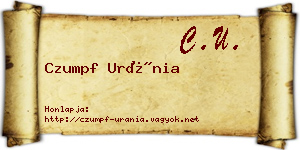 Czumpf Uránia névjegykártya